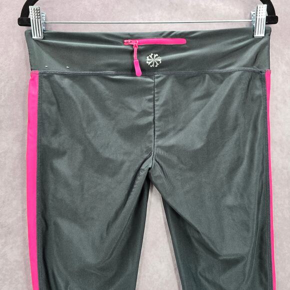 Gray Pink Active Crop Capri Stretch Sports Bottoms Leggings Pants L Large - Picture 5 of 7